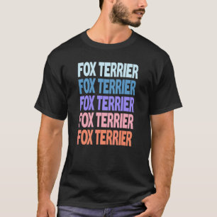 Camiseta Terrier de Raposa de Texto Repetido Moderno