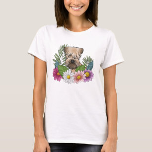 Camiseta Têrrier de Wheaten de Capa Macia Cor Flores Colori