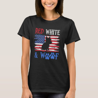 Camiseta Terrier de Yorkshire Bandeira Americana EUA Vermel