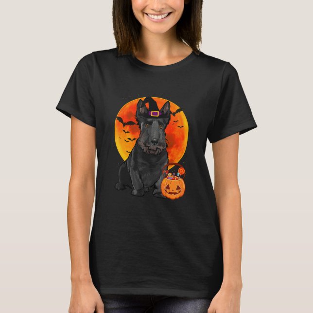 Camiseta Terrier Dog Halloween Jack O Lanterna (Frente)