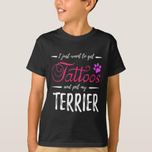 Camiseta Terrier Dog Lover Tattoo Engraçado Cachorro Mãe Do