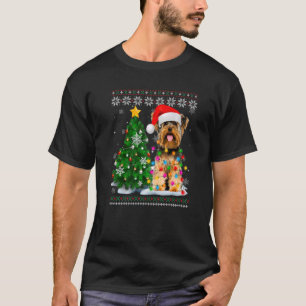 Camiseta Terrier Dog Santa Hat Natal Tre Yorkshire