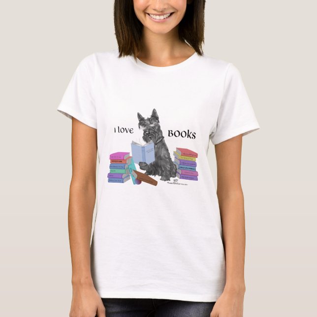 Camiseta Terrier Escocês Ama Livros (Frente)