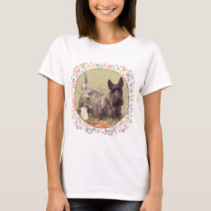 Camiseta Terrier Escocês Brindle com Rosas