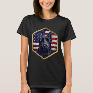 Camiseta Terrier Escocês Com Moldura Dourada da Bandeira Am