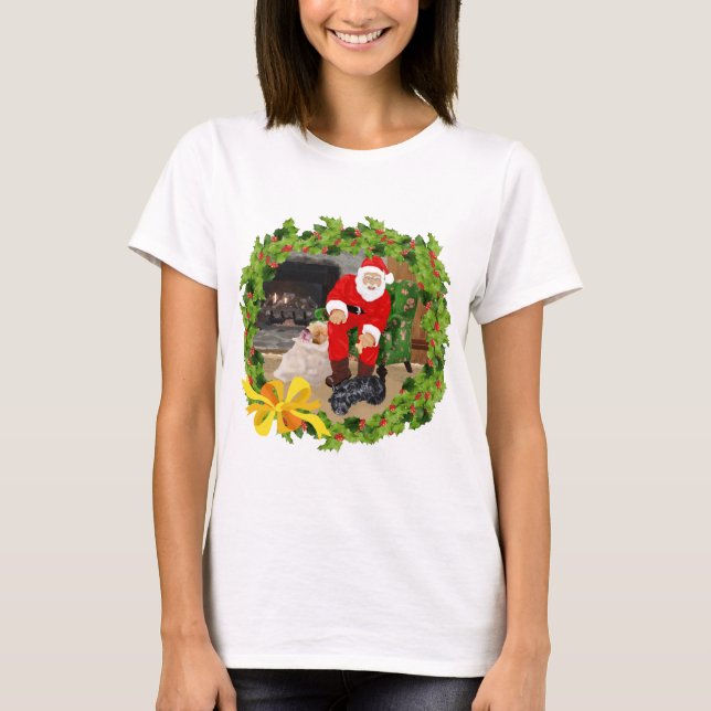 Camiseta Terrier Escocês com Papai Noel (Frente)