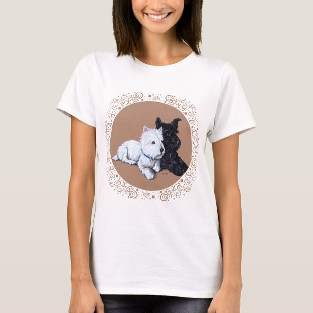 Camiseta Terrier Escocês e Design Westie (Frente)
