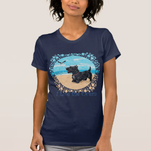 Camiseta Terrier Escocês Simpático na Praia