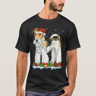 Camiseta Terrier Fox de Arame Luzes de Natal Terrier Fox de