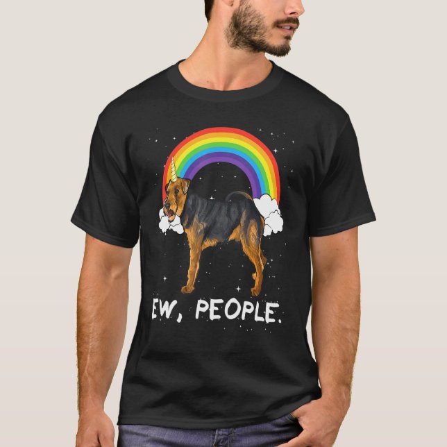 Camiseta Térrier Galês Arco-íris Ew Pessoas Unicórnio Cacho (Frente)