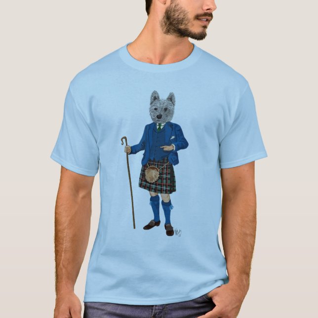Camiseta Terrier na West Highland em Kilt 3 (Frente)