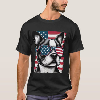 Camiseta Terrier Patriotic Sunglasess American Flag