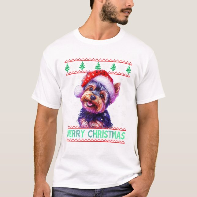 Camiseta Terrier Santa Hat Ugly Xmas (Frente)