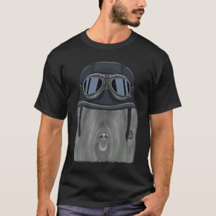 Camiseta Terrier Skye Usando Capacete de Motocicleta Vintag