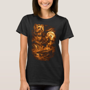 Camiseta Terrier Yorkshire Uivando Lua Yorkie Cachorro Fant