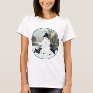 Camiseta Terriers Escoceses Constroem Boneco de Neve