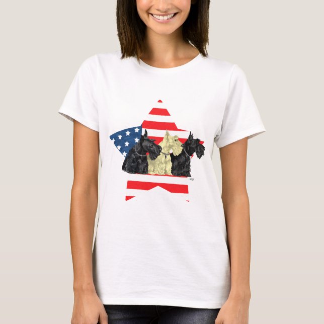 Camiseta Terriers Escoceses Patrióticos (Frente)