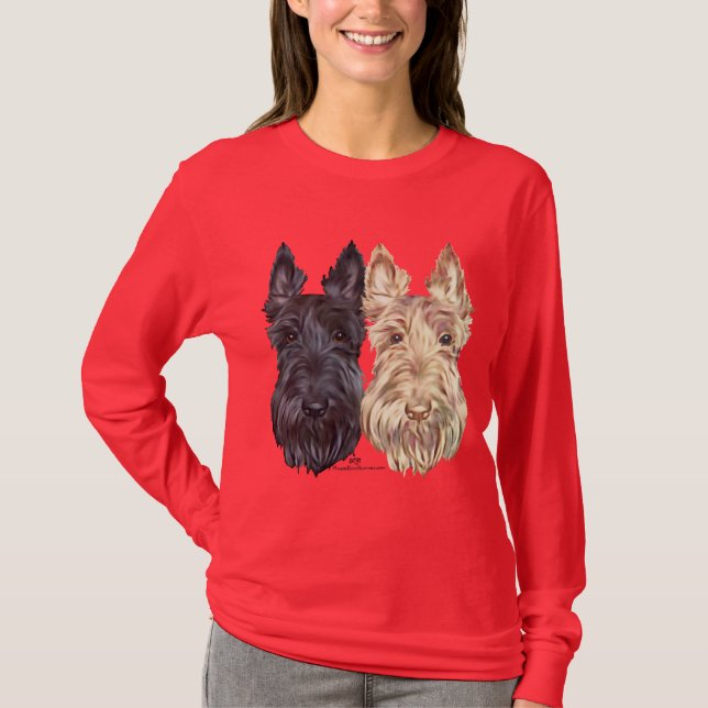 Camiseta Terriers Escoceses Pretos e Trigo (Frente)