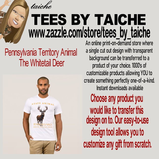 Camiseta Território Da Pensilvânia Animal The Whitetail Dee (Criador carregado)