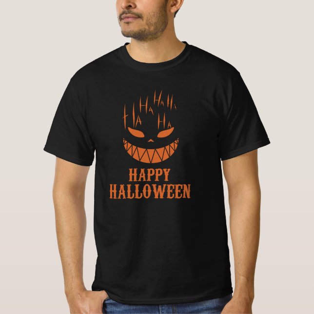 Camiseta Terrível Gritar de rosto de Halloween Spook escuro (Frente)