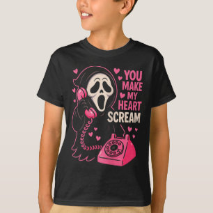 Camiseta Terror Cute Assustador Faça Meu Coração Gritar Dia