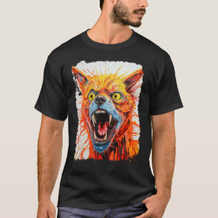 Camiseta Terror de Arte Pop Laranja Gato Gengibre Halloween