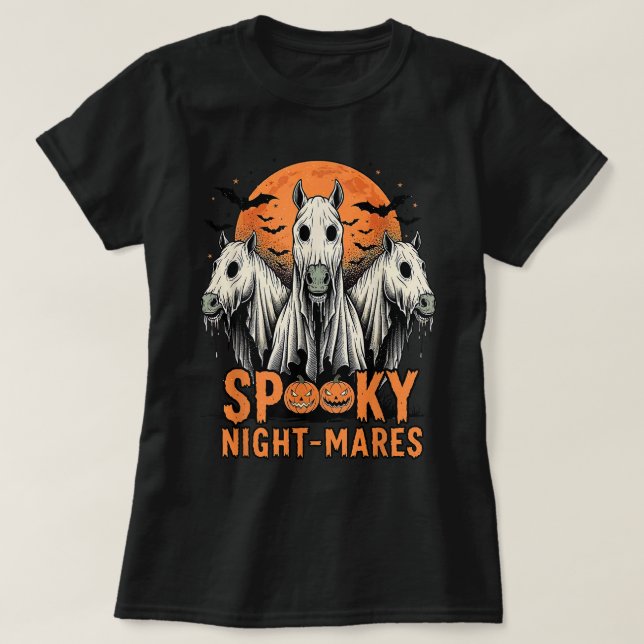 Camiseta Terror Retro Noites Assustadoras Cavalos Arrepios  (Frente do Design)