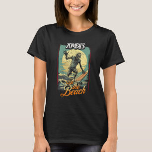 Camiseta Terrorismo Retro de Mortos-Vivos Zumbis na Praia