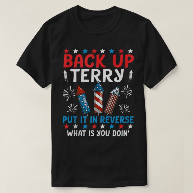 Camiseta Terry colocou no reverso 4 de julho Fogo (Frente do Design)