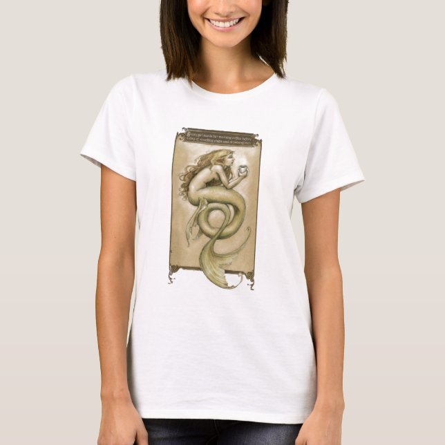 Camiseta Teshirt da sereia do café (Frente)