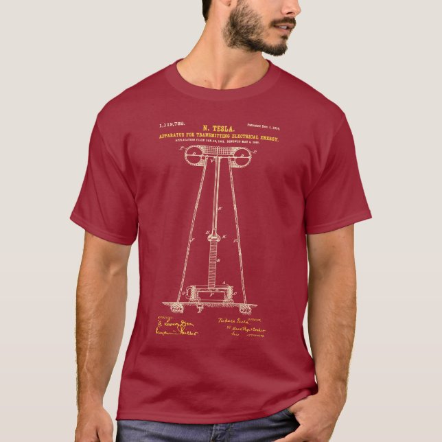 Camiseta Tesla Coil Maroon (Frente)