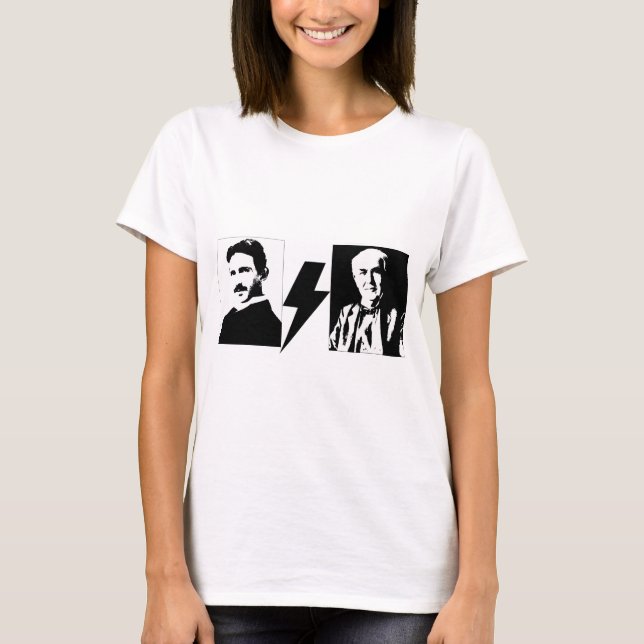Camiseta Tesla e Edison - o AC/DC. original (Frente)