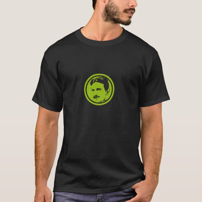 Camiseta Tesla retrato verde (Frente)