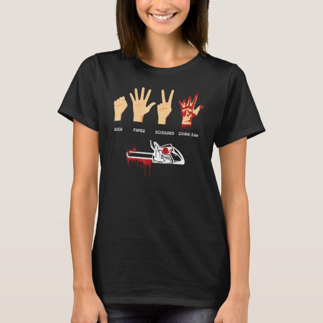 Camiseta Tesoura Corrente de Papel Pedra Trabalhadores Flor (Frente)