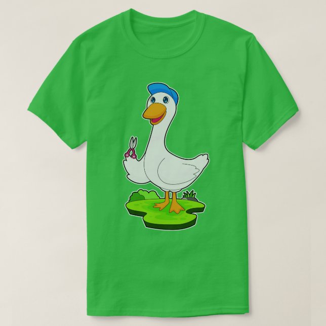 Camiseta Tesoura de Cabeleireiro de Pato (Frente do Design)