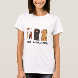 Camiseta Tesoura De Papel De Gato Engraçado Pinças De Gato
