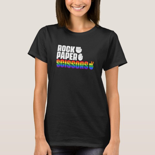 Camiseta Tesoura de Papel legal LGBTQ Pride LGBTQ Lésbica (Frente)