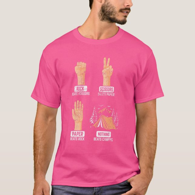 Camiseta Tesoura De Papel Rock Nada Bate No Acampamento (Frente)
