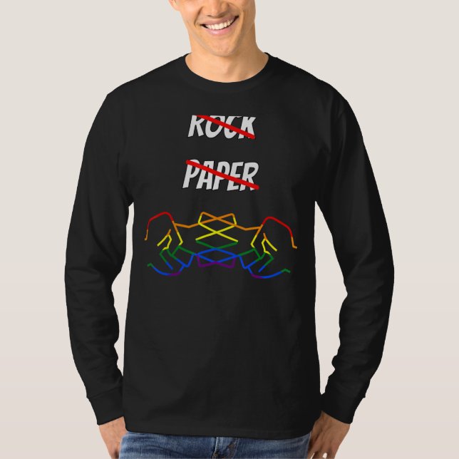 Camiseta Tesoura De Papel Rock Sensibilização Lgbt Para A L (Frente)