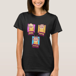 Camiseta Tesoura De Papel Rock Tiras De Gato De Telas De Ga