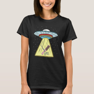Camiseta Tesoura e Pente de Estilista de Cabelo Abduzido po