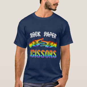 Camiseta Tesoura em Papel Lésbica Orgulho Lésbico Arco-Í