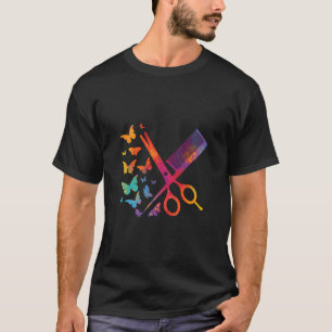 Camiseta Tesoura Hairdresser Hair Stylist Borboleta Comb
