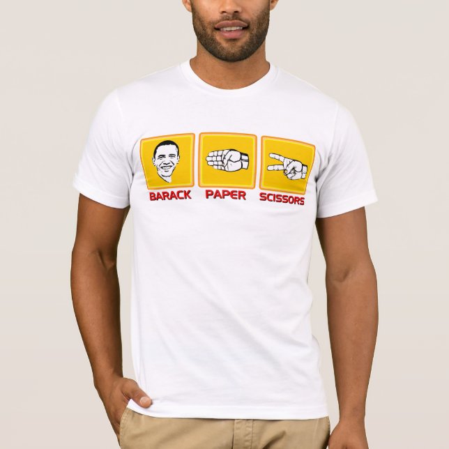 Camiseta Tesouras de papel de Barack (Frente)