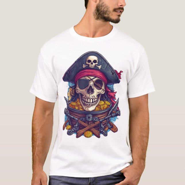 Camiseta Tesouro de Caveira de Pirata (Frente)