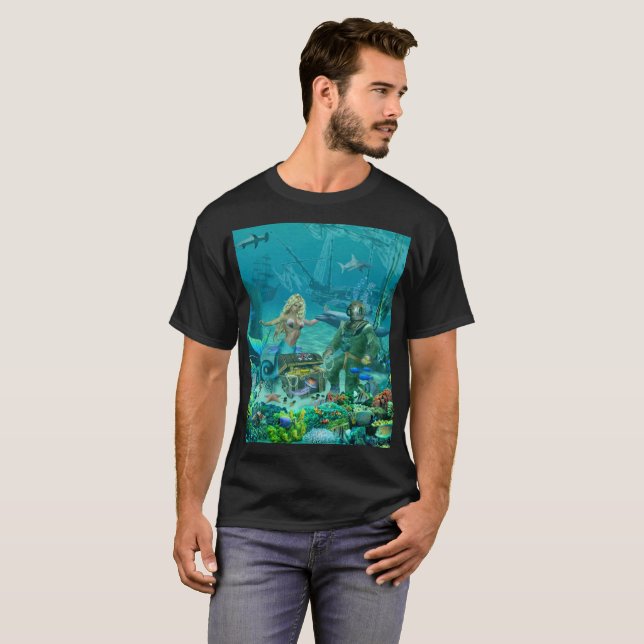 Camiseta Tesouro do recife de corais da sereia (Frente Completa)
