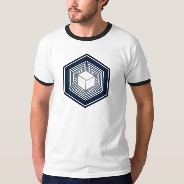 Camiseta Tesseract, 4D Hypercube Hyperwürfel, Crop Circle, (Frente)