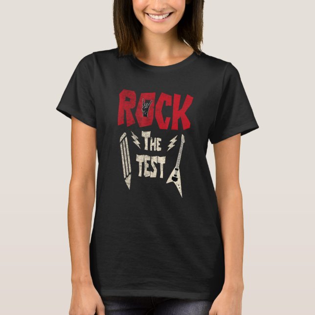 Camiseta Test Day Rock The Rock Teacher Estudante Testing E (Frente)