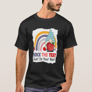 Camiseta Test Day Rock The Test Teacher Rainbow Testing Da