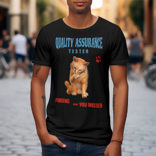 Camiseta Testador de QA Humor de Gato